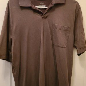 MEN'S VAN HEUSEN BROWN COLLARED SHIRT WITH POCKET SIZE MEDIUM